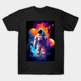 Astronaut in Space Abstract Art T-Shirt